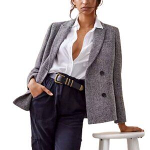 NWT Anthropologie Mare Mare Black & White Tweed Double-Breasted Blazer – 1X